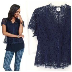 CABI Navy Lace London Calling Button Front Style 3073